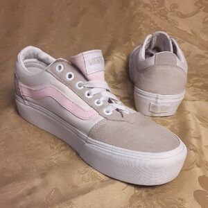 VANS Platform Old Skool Leather/Suede Light  Pink/Tan Women's 7.5 Men's 6.0